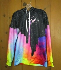 Casual Graphic Print Colorful Galaxy Paint Unisex Sweatshirt Hoodie Size SM