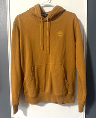 Timberland Men’s Brown Pullover Hoodie Embroidered Tree Logo Fleece S/P