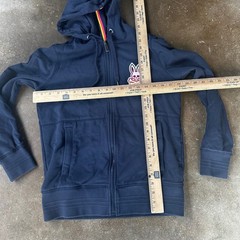 Psycho Bunny Full Zip Hoodie Mens XXS Navy Blue Excellent Gradient Logo Hooded