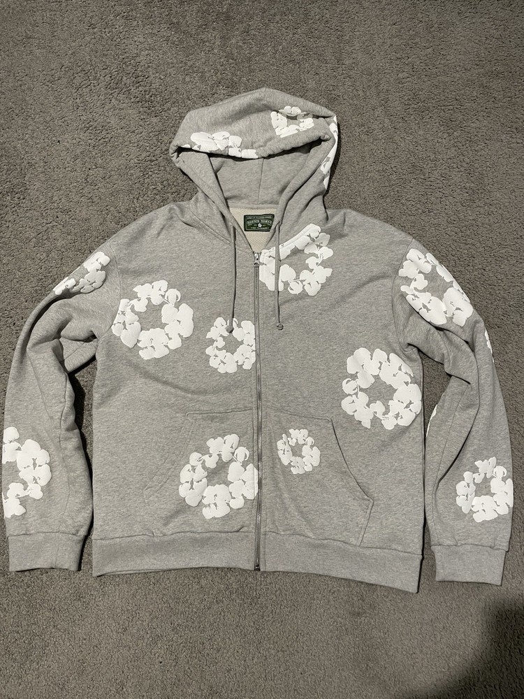 AUTHENTIC Denim Tears Grey Full Zip Hoodie Size Medium