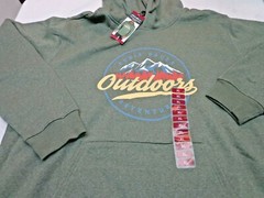 Eddie Bauer Graphic Outdoor Fleece Hoodie Heather Olive Green XL NEW