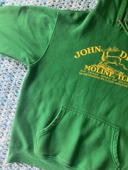 Vintage John Deere Moline Illinois Old Logo Green Hoodie Size Large