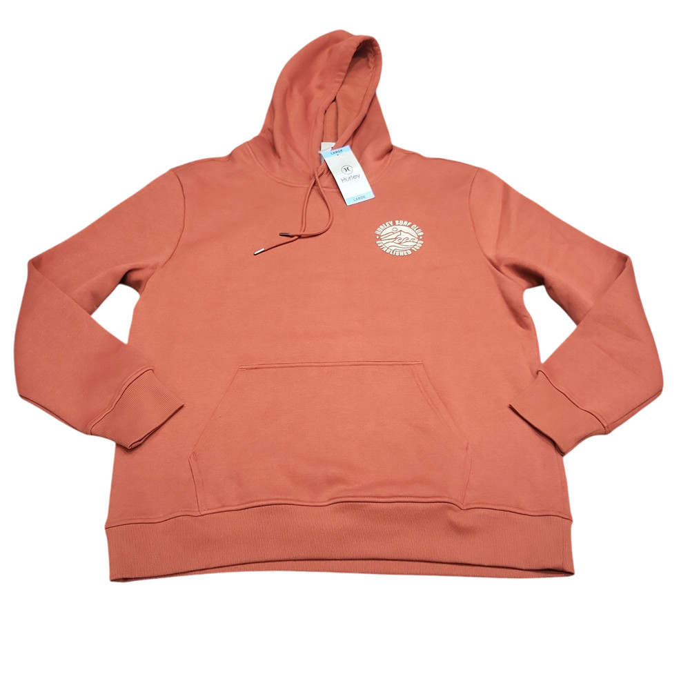 Hurley Mens Red Long Sleeves Pullover Hoodie with Pockets Size Large