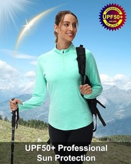 Women’sLong Sleeve UPF 50+ Sun Protection 1/4 Zip Shirt Hiking Athletic Top
