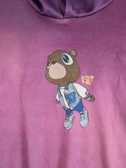 Kanye Graduation Bear Hoodie Purple Pink Tie Dye Ombre No Tag Unbranded