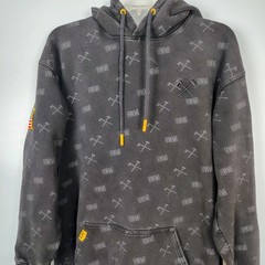 All American Roughneck HWMF Hoodie Washed Black All Over Print Pullover Mens M