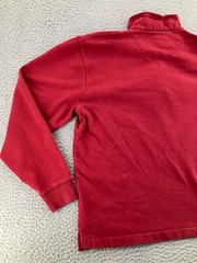 Vintage Woolrich Sweatshirt Mens Large Red Deep Ruby Fleece Pocket Quarter Zip