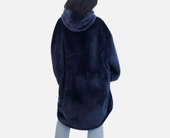 The Wayy Unisex Big Plush Lined Over-Sized Hooide, Navy, One Size