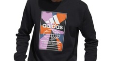 adidas Mens Colors Crewneck LS Sweatshirt Graphic Fleece Sustainable Ribbed NWT