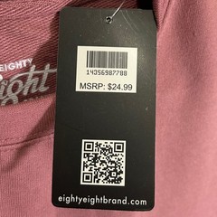 Eighty Eight Brand Mens Short Sleeve Sweatshirt Mauve Pink Crew Neck Medium NEW