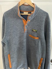 Men’s All Season Blue Sherpa Fleece Pullover Sweatshirt, Size Large Reg