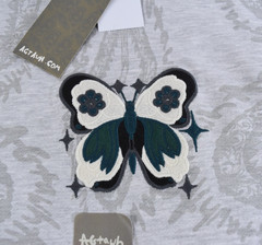 AGTAWH Men’s T-Shirt Sweatshirt New L Gray Short Sleeve Front Butterfly Graphic