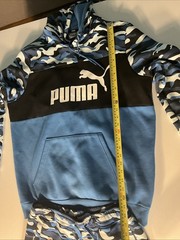 Puma Blue Black White Camo Hoodie & Pants Size Large & S Unisex Sweat Suit