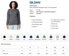 Long Sleeve 1/4 Zip Neck Sweatshirt Gildan SoftStyle Midweight Cotton/Polyester
