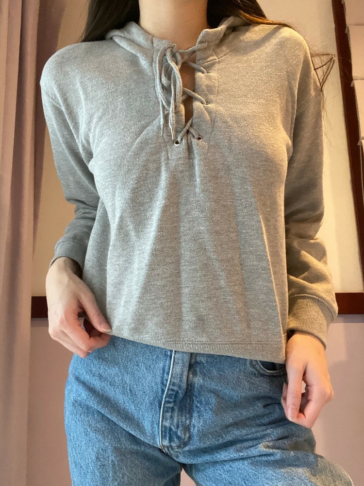 Pacsun LA Hearts Grey Lace-Up Womens Small Hoodie- FREE SHIPPING! US SELLER!