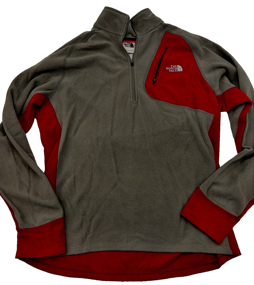 The North Face 1/4 Zip Fleece Deep Red-Gray Lightweight Pullover Men’s LG