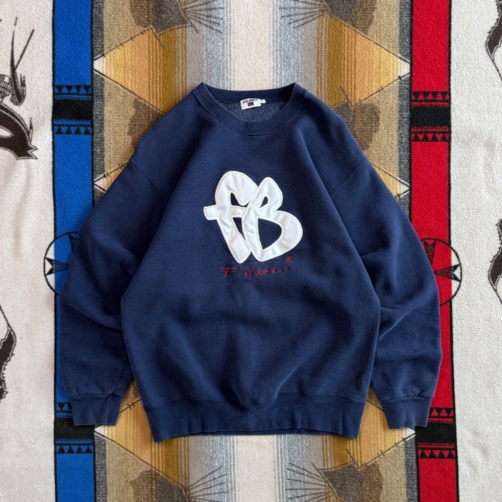 Vintage FUBU The Collection Navy Blue FB Logo Crewneck Sweatshirt Mens L USA