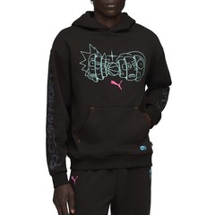 PUMA Hoops X Rick And Morty Pullover Hoodie Mens Black Casual Outerwear 6330940