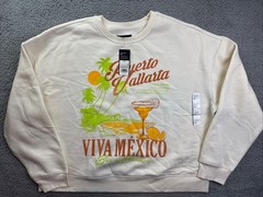 Original Use Sweatshirt Mens XL White Puerto Vallarta Viva Mexico Graphic NWT