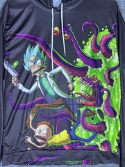 Rick & Morty Lightweight Hoodie Adult Size XL Purple Green Polyester Pullover