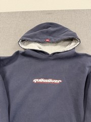 Vintage Quiksilver Hoodie Mens Medium Blue Boardriding Graphic Skate Surf