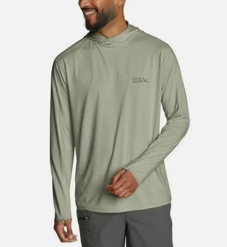 EDDIE BAUER Men’s Performance Solarfoil Hoodie UPF 50+ Green Long Sleeves MEDUIM