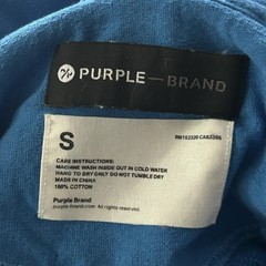Purple Brand Hoodie Mens Small Blue Graphic Logo Pullover Fleece Sweatshirt