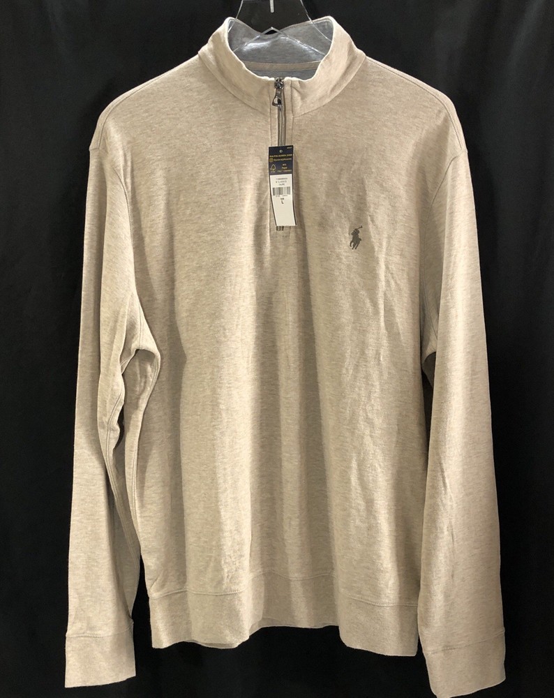 Polo Ralph Lauren Sweatshirt 1/4 Zip Pullover Heather Taupe Men Size L – NWT