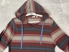 Vans Hoodie Mens Medium Red Striped Heritage Lightweight V Neck Pullover Jersey