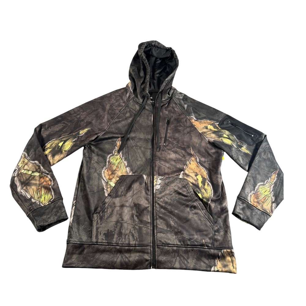 Mossy Oak Break-Up Eclipse Camo Full Zip Hoodie Mens Performance Jacket Black M