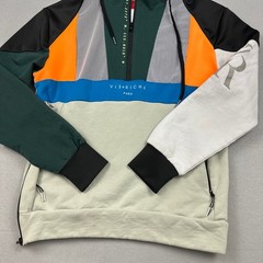 Vie + Riche Hoodie Medium Men Multicolor Colorblock Anorak 1/4 Zip Pullover M *