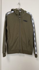 PUMA Men’s Green Full Zip Hooded Hoodie w/ Pockets Drawstring Logo Tape M
