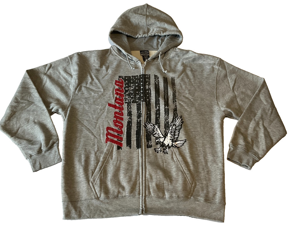 Salt Creek Montana Full Zip Hoodie Mens Size XL Multicolor Flag Pockets Lined