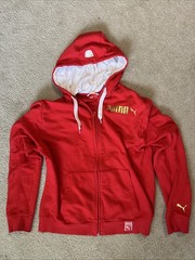 PUMA Men’s Full Zip Hoodie Large Red Long Sleeve Pockets