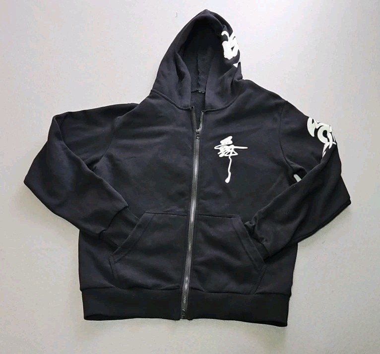 Keybur Glow In The Dark Wolf Jacket Japanese Symbols Full Zipper SEE DESCRIPTION