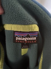 Patagonia Synchilla Men’s M Blue Green Colorblock 1/4 Snap Mock Neck Fleece