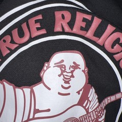 $119 NWT True Religion Zip Hoodie Men’s Large Jet Black Buddha Logo