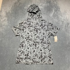 I.N.C International Concepts Hoodie Mens Small Black Gray Geometric Short Sleeve