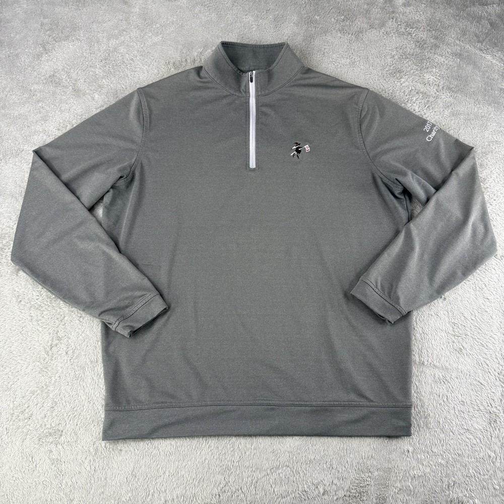 Peter Millar Top Mens Large Gray Crown Sport 1/4 Zip Golf Stanwich Country Club