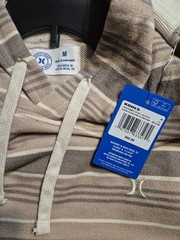Hurley Mens Medium Bristlecone Stripe Terry Pullover Hoodie Brown Beige Hooded