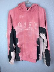 Obey Hoodie Sweatshirt Mens Medium Multicolor Tie Dye Every Body Counts Pink