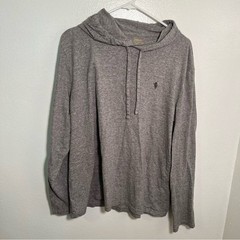 Polo Ralph Lauren Men’s Size Large Hooded T-Shirt Long Sleeve Light Heather Gray