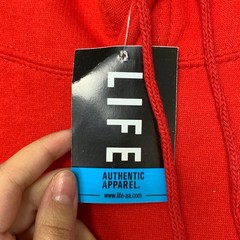 Life Authentic Apparel Hoodie Mens 2XL Red Cotton Fleece Lined Drawstring Cozy