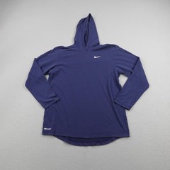 Nike Hoodie Mens Large Blue Dri Fit Hooded Shirt Pullover Sweatshirt Lightweight
