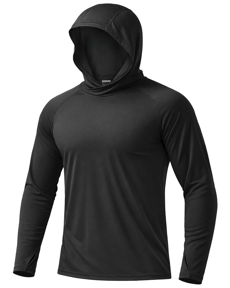 Men’s UPF 50+ Sun Hoodies Quick Dry Long Sleeve Rash Guard Fishing Swim Shirts