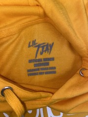 Lil TJay Rapper Yellow Hoodie “NONE OF YOUR LOVE” men’s Med Roses On Arms Nwot