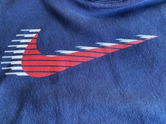 Nike Long Sleeve Hooded Sweatshirt Navy Blue Red White Logo Medium