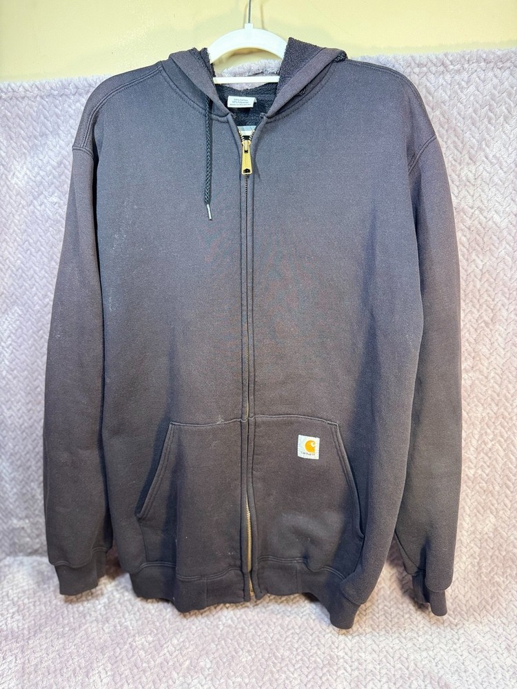Carhartt Men’s Medium Black Full Zip Hoodie Fleece Lined Workwear Sweatshirt
