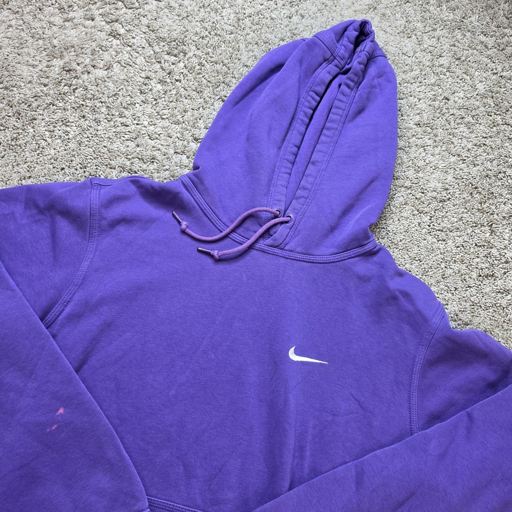 Nike Hoodie Mens S Purple Pullover Hooded Pockets Lined Fleece Embroidered Logo