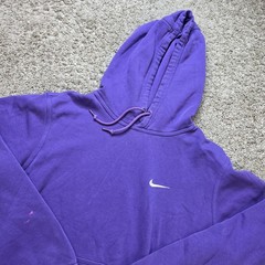 Nike Hoodie Mens S Purple Pullover Hooded Pockets Lined Fleece Embroidered Logo